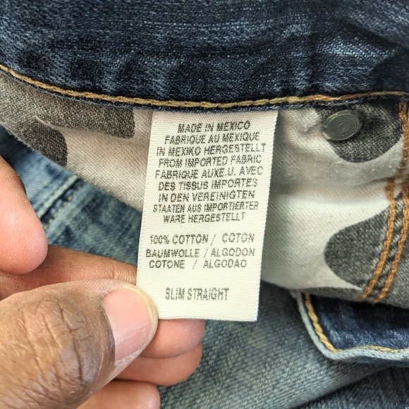 Lucky Brand Slim Straight Distressed Blue Jeans - Picture 7 of 10